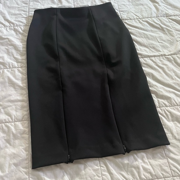 Workwear Black Pencil Skirt Double Front Zipper Detail - Picture 1 of 4